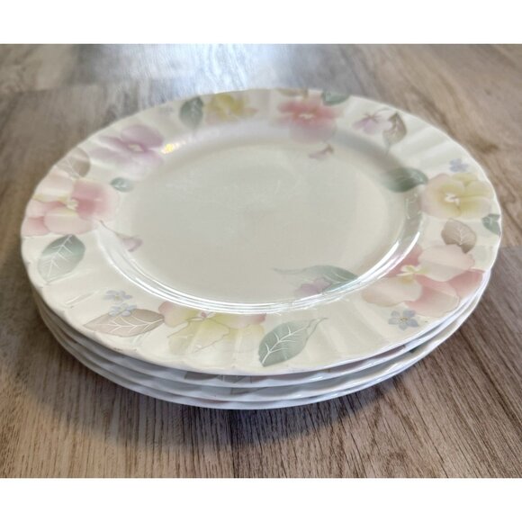 Mikasa Silk Blossom Set Of 4 Dinner Plate 10.5” Floral Dishwasher Microwave Safe - Picture 2 of 7